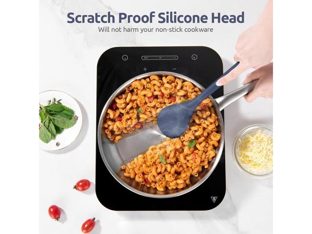 600ºF Heat Resistant Silicone Spoon: U-Taste 13.3in Solid Kitchen Cooking Spoon, Nonstick Food Grade Large Soup Rubber Utensil for Mixing, Serving,...