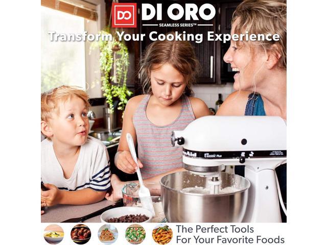 DI ORO Silicone Spoons for Cooking - Large Kitchen Utensils for Mixing, Serving, & Stirring - 600F Heat-Resistant Non Stick - Big Solid & Slotted...