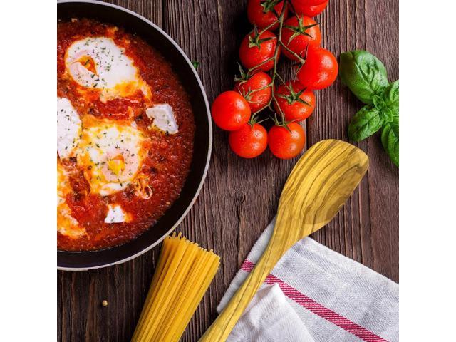 WONDERFUL 13.5 Inch Long Olive Wood Corner Spoon, Wooden Spoons for Cooking, Healthy Spoon & Spatula, Mixing/Serving, Non-Stick