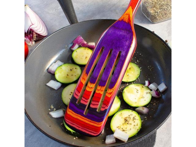 Baltique Waikiki Collection 13' Wooden Spurtle Spatula Colorful Birch Wood Cooking Utensil, Nonstick Safe, Versatile Stirring & Serving Tool