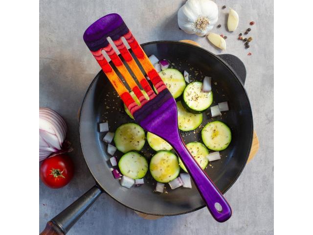 Baltique Waikiki Collection 13' Wooden Spurtle Spatula Colorful Birch Wood Cooking Utensil, Nonstick Safe, Versatile Stirring & Serving Tool
