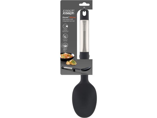 Joseph Joseph Elevate Silicone Solid Spoon, BPA Free, Heat Resistant Non Stick Kitchen Utensil, Weighted Stainless Steel Handle