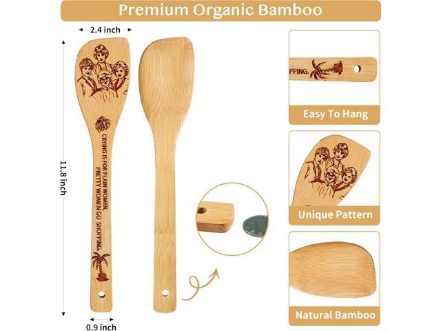 Golden Kitchen Decor Accessories Wooden Spoons for Cooking -Golden Merchandise for Friends,Bamboo Utensils Gifts for Women,Birthday & House Warming...