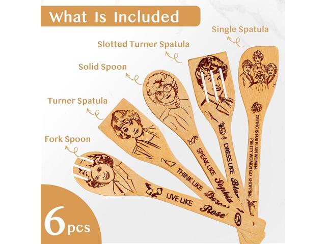 Golden Kitchen Decor Accessories Wooden Spoons for Cooking -Golden Merchandise for Friends,Bamboo Utensils Gifts for Women,Birthday & House Warming...