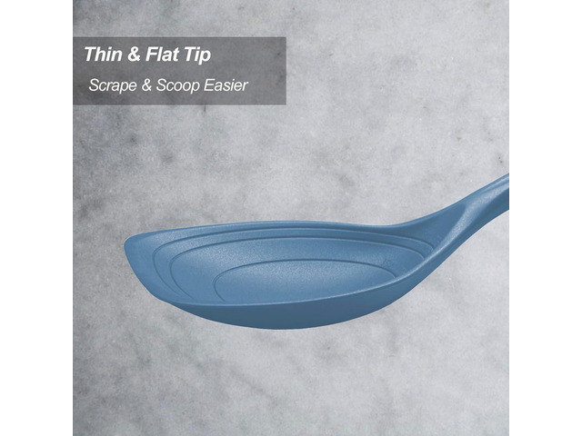 2 Pack Large Silicone Cooking Spoon, Non-Stick Slotted and Solid Spoon set with Deep Bolw- Measurement Mark for Mixing, Serving, Scooping,...