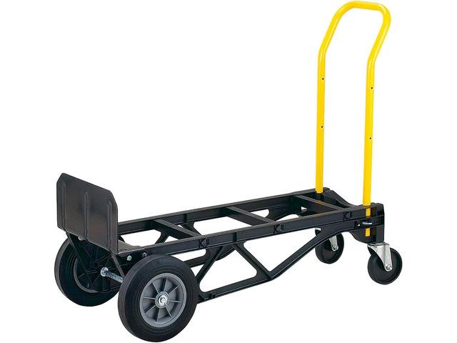 'Harper Trucks 700 lb Capacity Glass Filled Nylon Convertible Hand Truck and Dolly with 10'' Flat-Free Solid Rubber Wheels', Black with Yellow...