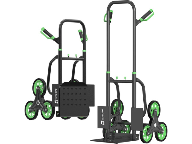 Stair Climbing Hand Truck 440lbHeavy Duty Dolly Cart for StairsThickened Upgraded Steel Tube Folding Stair Climbing Trolley with Six Wheels and...
