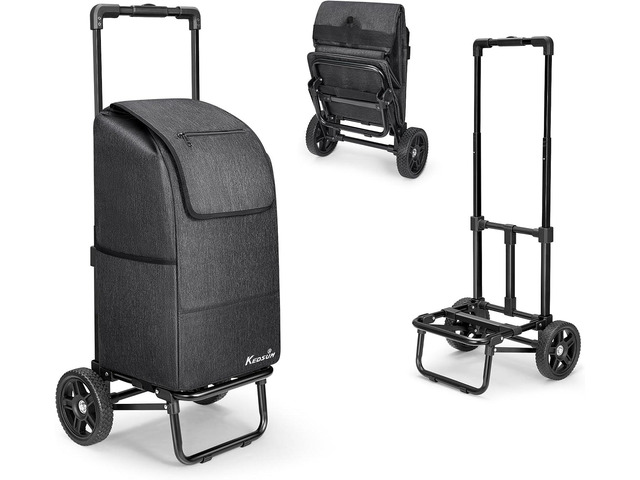 KEDSUM 2 in 1 Shopping Cart for Groceries, 330 lbs Grocery Cart on Wheels, Foldable Utility Carts with Wheels, Load-Bearing Hand Truck with...
