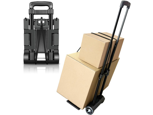 Folding Hand Truck,Portable Platform Luggage Cart Collapsible Dolly with 2 Wheels & 2 Ropes,Utility Portable Expandable Large Chassis Collapsible...
