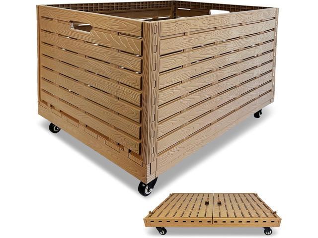 Collapsible Rolling Crate on Wheels, 440lbs Capacity Foldable Storage Bins Heavy Duty Plastic Furniture Moving Dolly Cart for Travel Shopping...