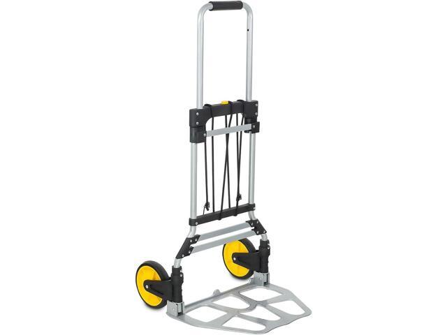 Mount Plus A1 Compact Folding Hand Truck and Dolly with Capacity of 264lbs Aluminum Heavy-Duty Luggage Trolley Cart with Telescoping Handle and...