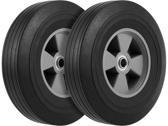 2 Pack 10 Inch Solid Rubber Tire, 5/8 Inch Axle Size Hand Truck Wheels Replacement Tires for Hose Cart, Garden Cart, Dolly Cart, 330 lb Load Capacity1