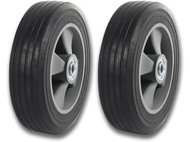 (2- Pack) Run-Flat Solid Rubber Replacement Tire 8' x 2'' with a 5/8' axle for Hand Trucks, Wheelbarrows, Dollies, Trolleys and More Run Flat with...