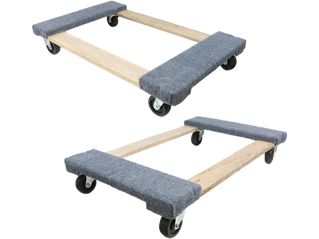 BoxerTool 18 x 30 Furniture Moving Dolly 2 Pack 1,000lbs Each Dolly Solid Wood Heavy Duty Caster Wheels Pre Assembled Dolly