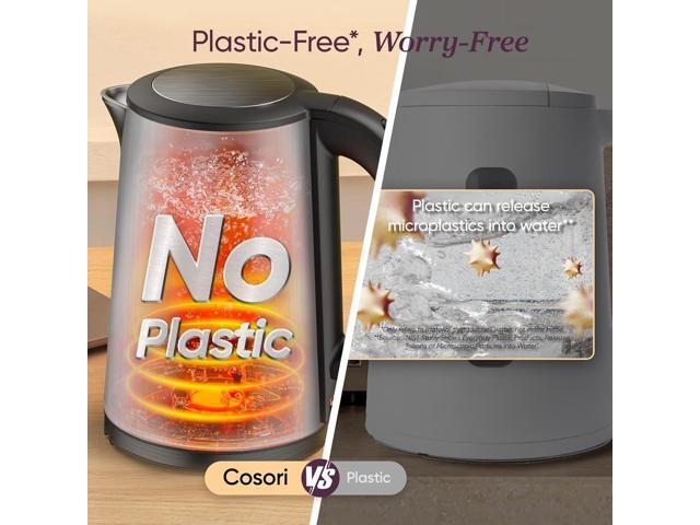 COSORI Electric Kettle, No Plastic Inner Lid, Filter and Spout, Double Wall Stainless Steel Keep Warm, Automatic Shut Off & Boil-Dry Protection,...