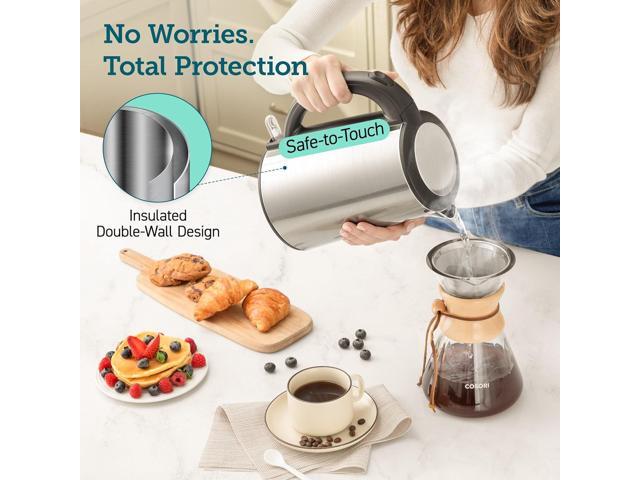 COSORI Electric Kettle, No Plastic Inner Lid, Filter and Spout, Double Wall Stainless Steel Keep Warm, Automatic Shut Off & Boil-Dry Protection,...