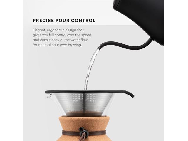 Bodum 27oz Bistro Gooseneck Electric Water Kettle, Pour Over Coffee & Tea, Stainless Steel, Matte Black