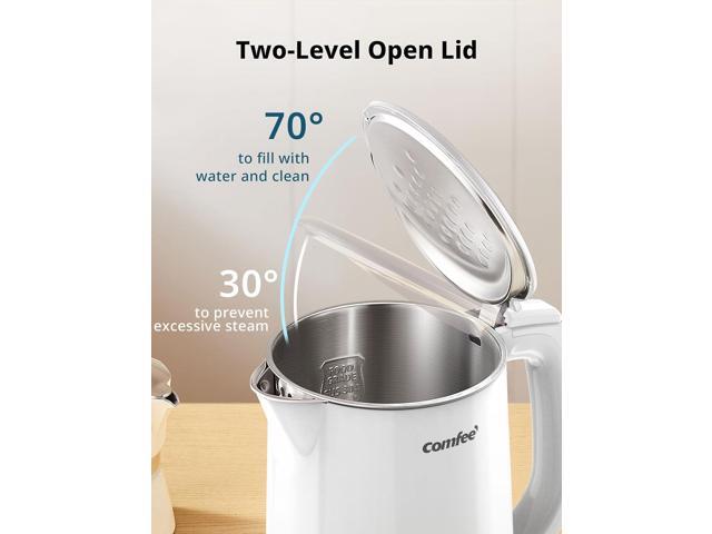 COMFEE' Electric Kettle and Tea Kettle, 1.5L Double Wall, Stainless Steel Interior, Lid & Spout, Fast Boil, Auto-Off, and Boil-Dry Protection, 1500W