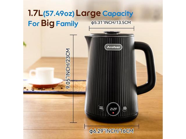 Arofeer 1.7L(57oz) Large Electric Kettle Temperature Control, 7+Cups Electric Tea Kettle for Coffee & Tea, 2 quarts Big Hot Water Kettle Electric...