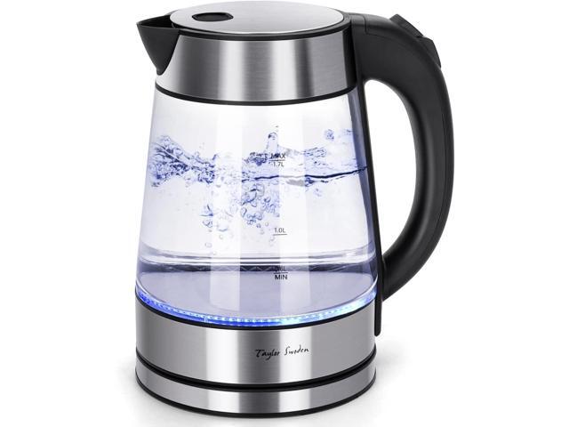 Taylor Swoden Glass Hot Water Kettle Electric for Tea and Coffee 1.7 Liter Fast Boiling Electric Kettle Cordless Water Boiler with Auto Shutoff &.