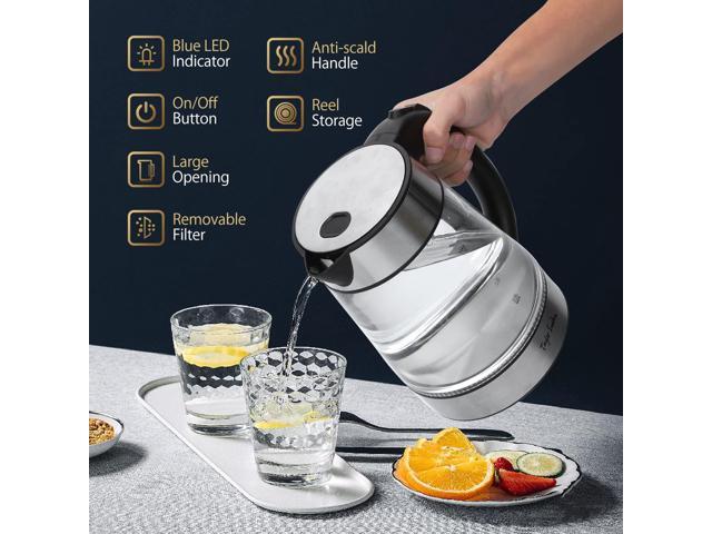 Taylor Swoden Glass Hot Water Kettle Electric for Tea and Coffee 1.7 Liter Fast Boiling Electric Kettle Cordless Water Boiler with Auto Shutoff &...