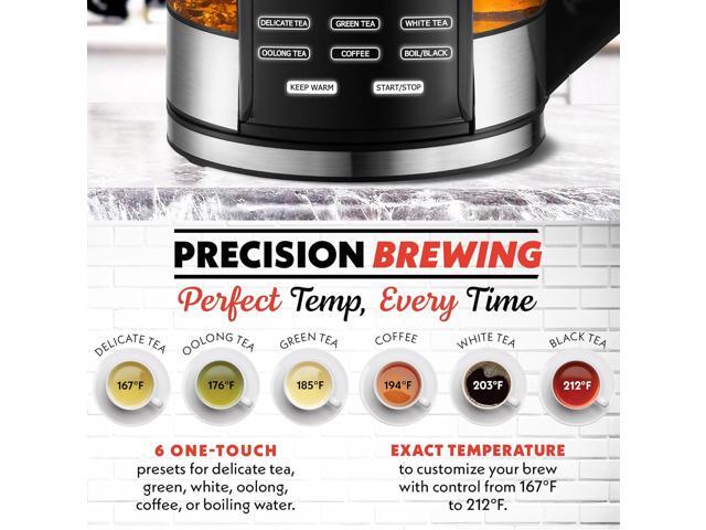 Gourmia Electric Programmable Glass Kettle 1.7L Temperature Control Tea & Coffee Kettle with Digital Touch Display, 6 Presets, Keep Warm,...