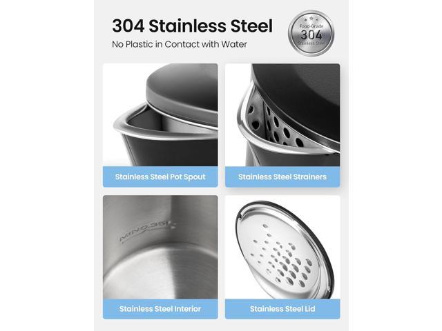 COMFEE' 1.7L Double Wall Electric Tea Kettle and Kettle Water Boiler, 100% Stainless Steel Interior & Lid & Spout, Two-Level Wide Open Lid, 1500W...