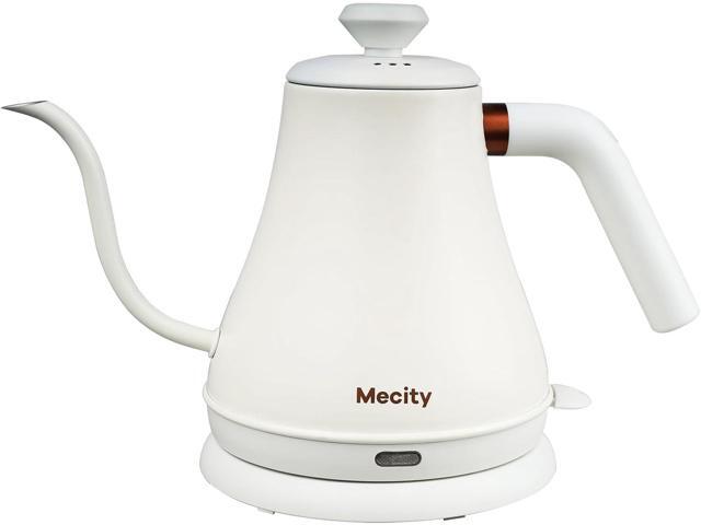 Mecity Electric Kettle Stainless Steel Gooseneck Water Kettle Water Boiler for Pour Over Coffee Fast Heating, Auto Shut Off, 27 fl oz, 1000W, Milk.