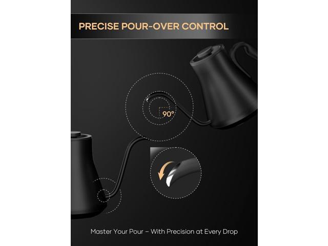 Electric Kettle, Gooseneck Electric Kettle, ±1 Temperature Control, Stainless Steel Inner, Quick Heating, for Pour Over Coffee, Brew Tea, Boil Hot...
