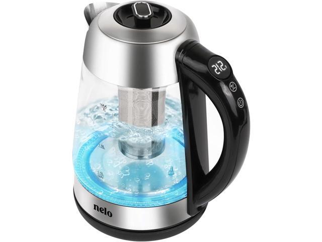 NELO Electric Kettle with Removable Tea Infuser, 7 Temperature Presets, Digital Display, LED Indicator Lights, Glass Tea Kettle & Hot Water Boiler,.