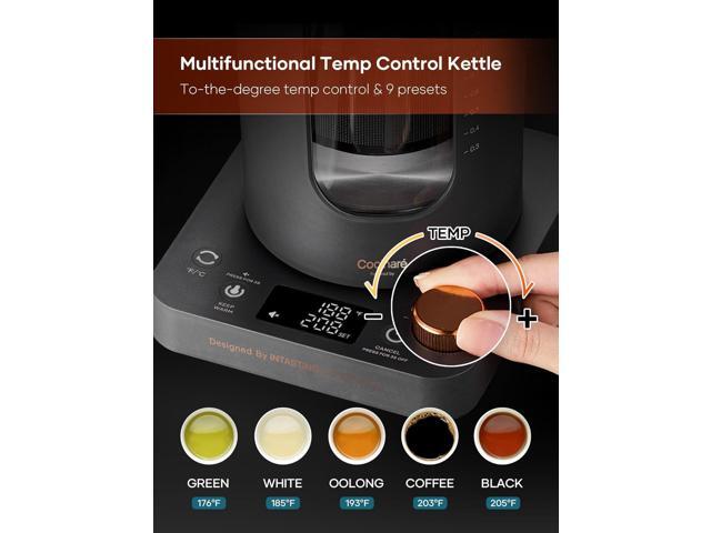 Electric Tea Kettle, INTASTING Glass Electric Kettle with tea Infuser and Precise knob temperature control, 1200W Fast Heating, BPA-Free, Easy to...