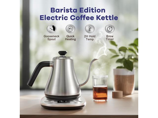 Mecity Electric Gooseneck Kettle With LCD Display Automatic Shut Off Retro Coffee Kettle Temperature Control Hot Water Boiler to Pour Over Tea,...