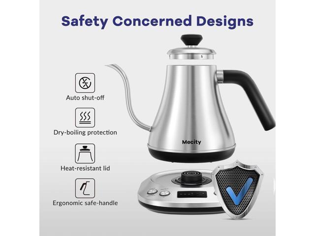 Mecity Electric Gooseneck Kettle With LCD Display Automatic Shut Off Retro Coffee Kettle Temperature Control Hot Water Boiler to Pour Over Tea,...