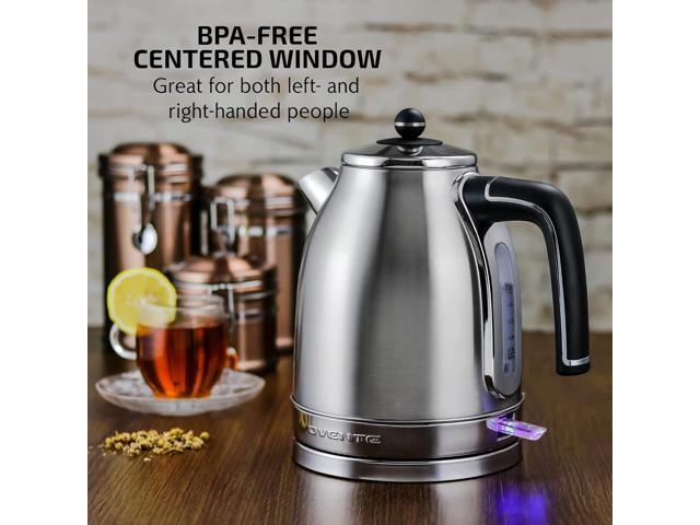 OVENTE 1.7L Electric Kettle, 1500W Fast Boiling Water Heater for Coffee or Tea with Stainless Steel BPA-Free and Cordless Body, Auto Shut-Off,...
