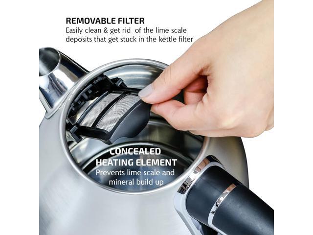 OVENTE 1.7L Electric Kettle, 1500W Fast Boiling Water Heater for Coffee or Tea with Stainless Steel BPA-Free and Cordless Body, Auto Shut-Off,...
