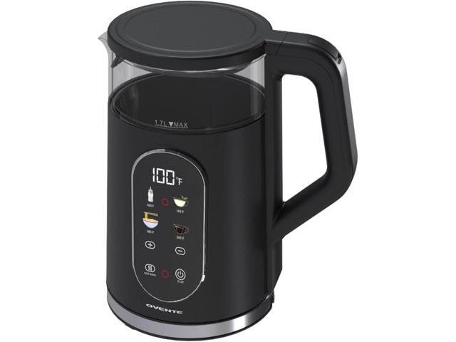 OVENTE Electric Kettle 1500W Fast Boiling Water Heater with 1.7L Double Wall Insulated Borosilicate Glass Interior, Digital Touchscreen, Keep Warm,.