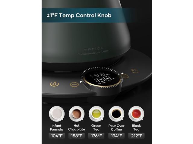 Electric Kettles, INTASTING Gooseneck Electric Kettle, ±1 Temperature Control, Stainless Steel Inner, Quick Heating, for Pour Over Coffee, Brew...