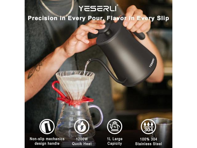 1200W Gooseneck Kettle with ±1 Temperature Control,Pour Over Electric Kettle for Coffee & Tea,Digital Display,4 Temp Preset,12H Keep Warm,100%...