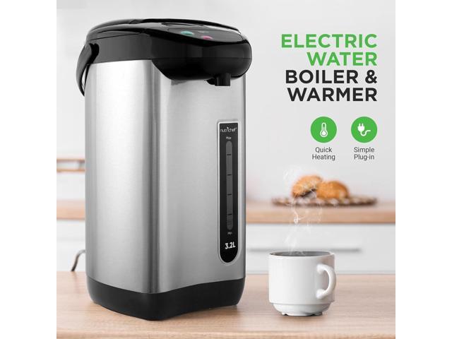 NutriChefKitchen Hot Water Urn Pot Insulated Stainless Steel,Auto & Manual Dispense,Auto Boiler,Safety Lock Shutoff 3.38 QT /3.2L - Auto Boiler...