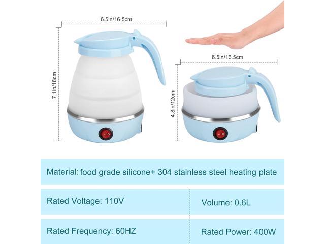 Travel Foldable Electric Kettle, Portable Kettle for Fast Water Boiling Tea Coffee, with 1 Collapsible Bowl and 2 Cups, Food Grade Silicon, 600ML 110V