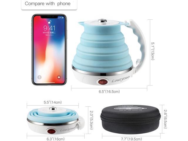Ultrathin Upgraded Food Grade Silicone Travel Foldable Electric Kettle Boil Dry Protection Portable with Dual Voltage and Separable Power...
