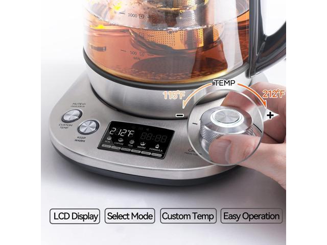 Mecity Electric Tea Kettle with Removable Infuser, 9 Preset Brewing Programs, Temperature Control, 2 Hours Keep Warm, Borosilicate Glass, 1.7...