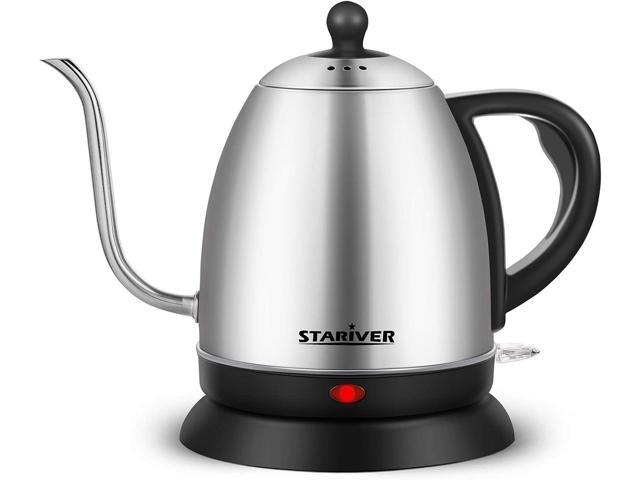 Stariver Electric Kettle Gooseneck Kettle, 1L Water Boiler, BPA-Free, Pour Over Tea Pot Stainless Steel for Coffee & Tea with Fast Heating,.