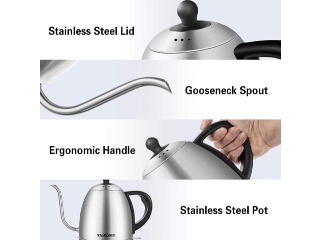 Stariver Electric Kettle Gooseneck Kettle, 1L Water Boiler, BPA-Free, Pour Over Tea Pot Stainless Steel for Coffee & Tea with Fast Heating,...