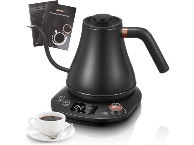 Electric Gooseneck Kettle Temperature Control, Pour Over Electric Kettle for Coffee and Tea, 100% Stainless Steel Inner, 1200W Rapid Heating, 0.8L,.