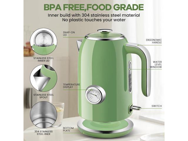Pukomc Electric Kettle,1.7L Stainless Steel Electric tea kettle with Temperature Gauge, Fast Boiling, Auto Shut - off, BPA - Free, Boil - Dry...