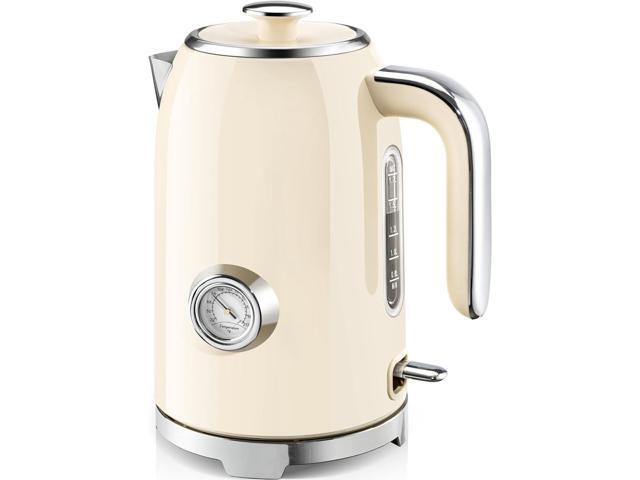 SUSTEAS Electric Kettle - 57oz Hot Tea Kettle Water Boiler with Thermometer, 1500W Fast Heating Stainless Steel Tea Pot, Cordless with LED.