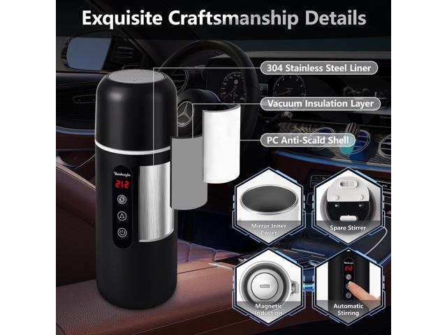 Car Kettle,Portable Electric Travel Kettle,12V/24V Car Coffee Warmer,420ML Hot Water Boiler,Small Hot Water Heater, Mini Hot Water Boiler with...