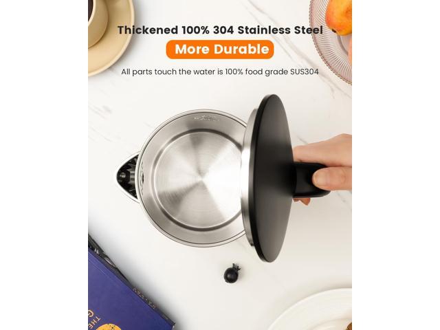 Electric Kettle Stainless Steel, 1.0L Small Water Boiler 1200W Fast Boiling, Double Wall Tea Kettle Pot Automatic Shut Off, Durable Coffee & Tea...