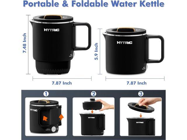 HYTRIC Travel Electric Kettle, 650ML Foldable Small Kettle, Portable Water Kettle with Dual Power Control, Collapsible Stainless Steel Water...
